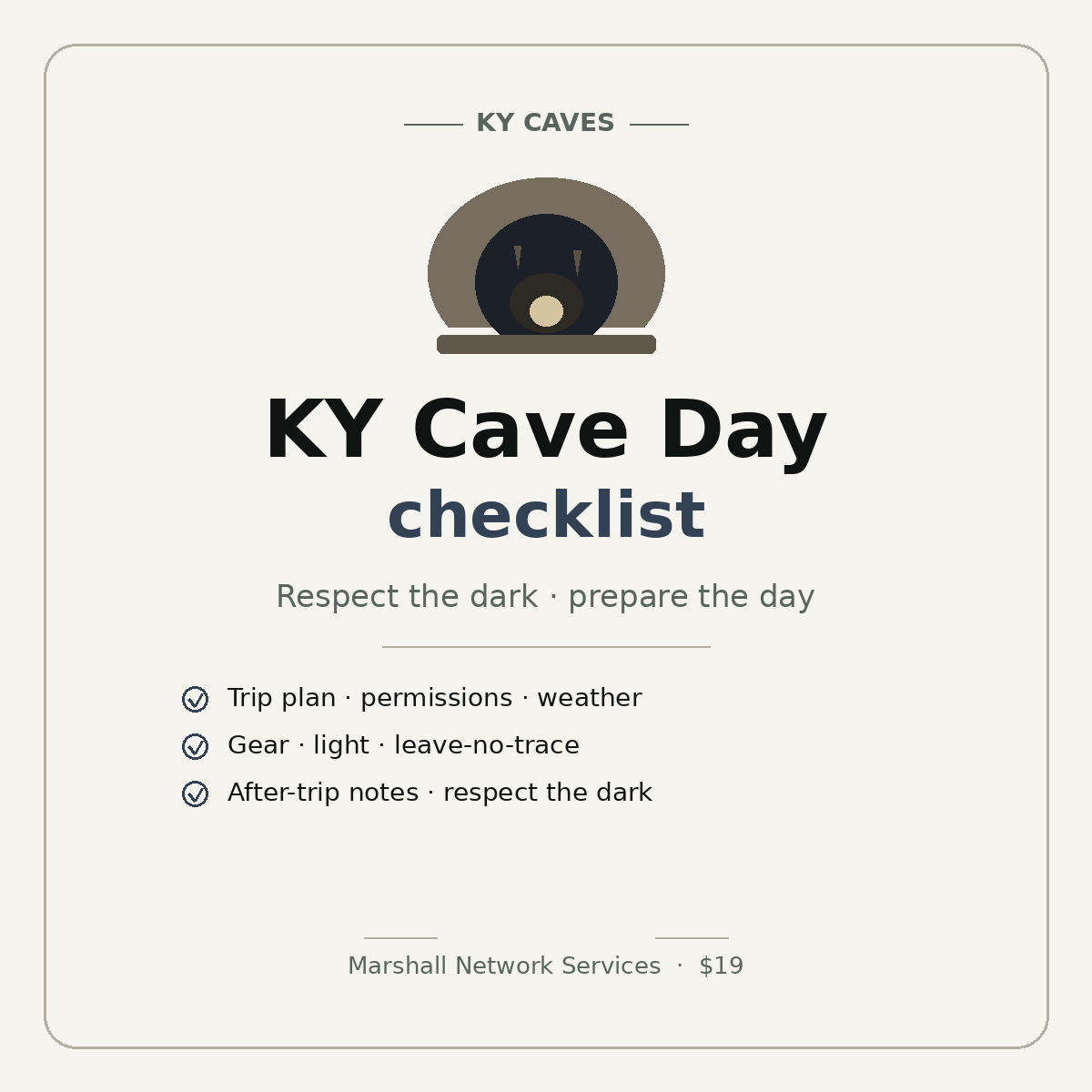 KY Cave Day checklist